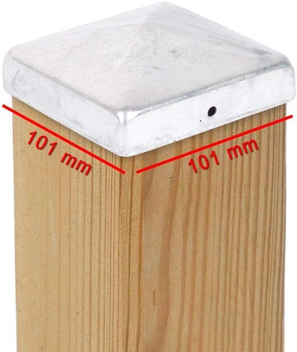 Pfostenkap piramide 101 x 101 mm - staal verzinkt - beschermt houten poten - weerbestendig - ShopVlot