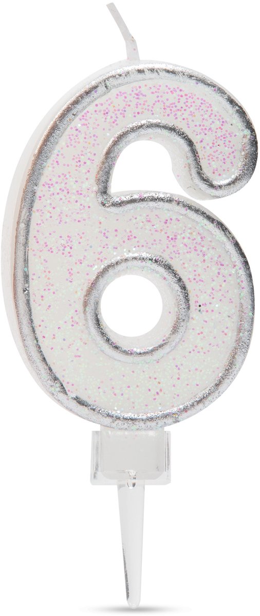Verjaardagskaars cijfer 6 - 6,5×4 cm - taartkaars - decoratieve kaars voor feest, verjaardag & jubileum [56185-6]