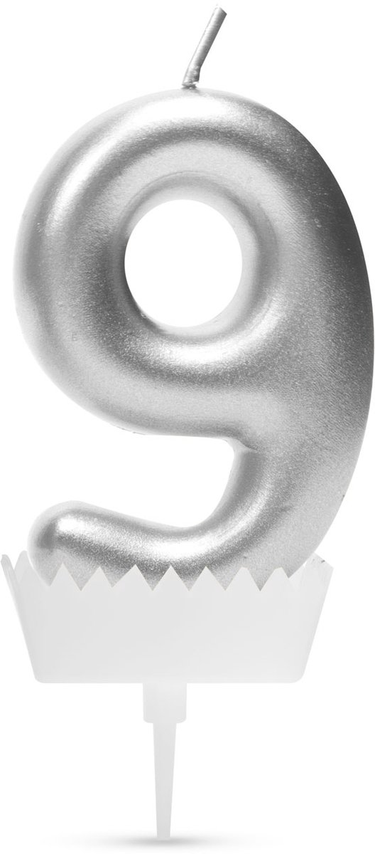 Verjaardagskaars cijfer 9 - 6×3 cm - taartkaars - decoratieve kaars voor feest & verjaardag [56183-9]