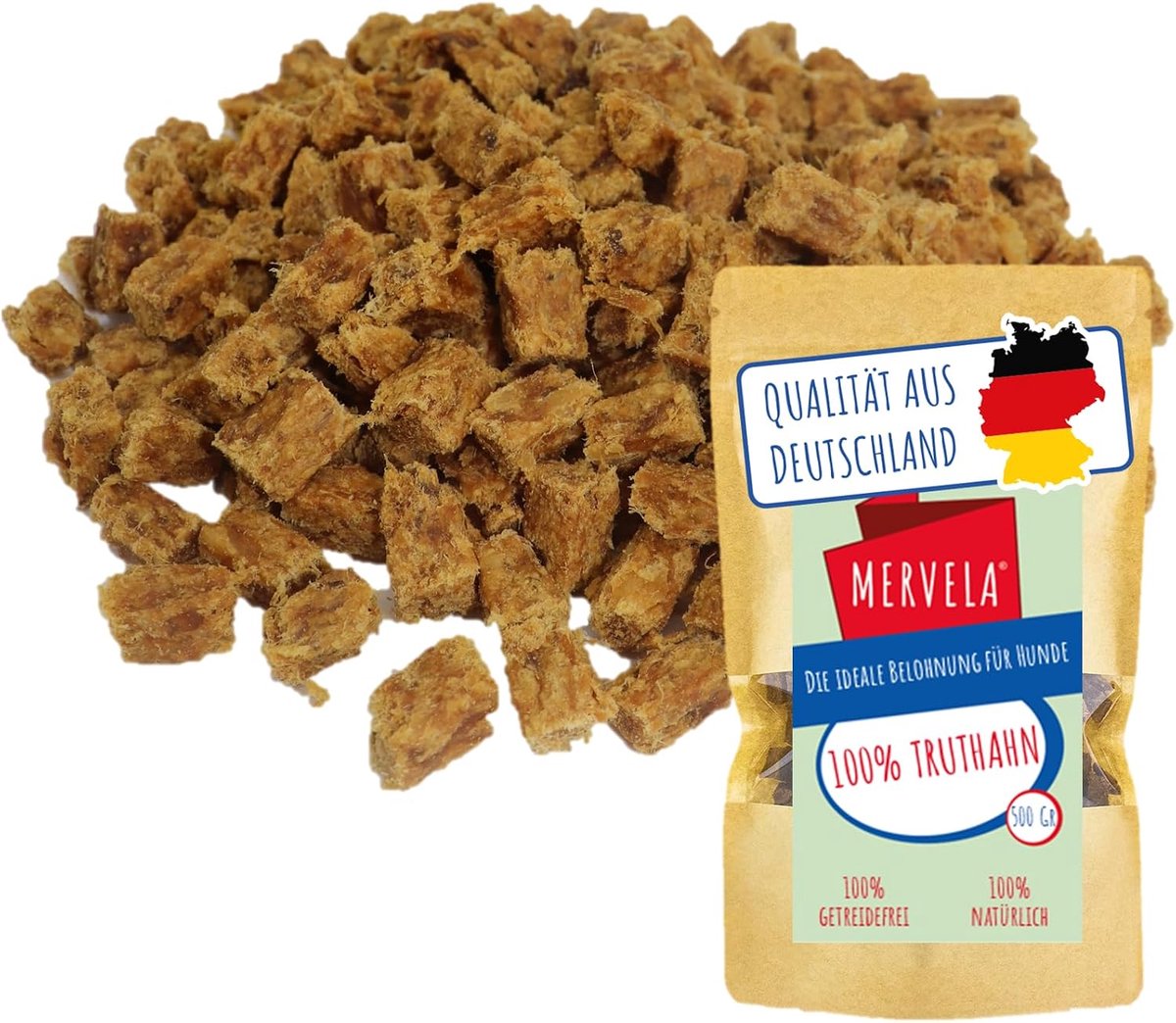 Hondenkauwblokjes 500 g - 100% Natuurlijk Kalkoenvlees - Hypoallergeen - Ideaal voor Training - ShopVlot