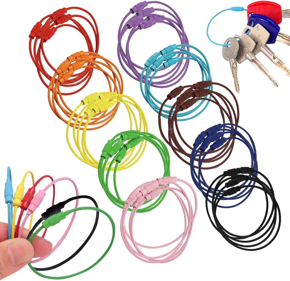 Sleutelhangers groot - roestvrij staal - kleurrijk - ideaal voor labelen en identificatie - ShopVlot