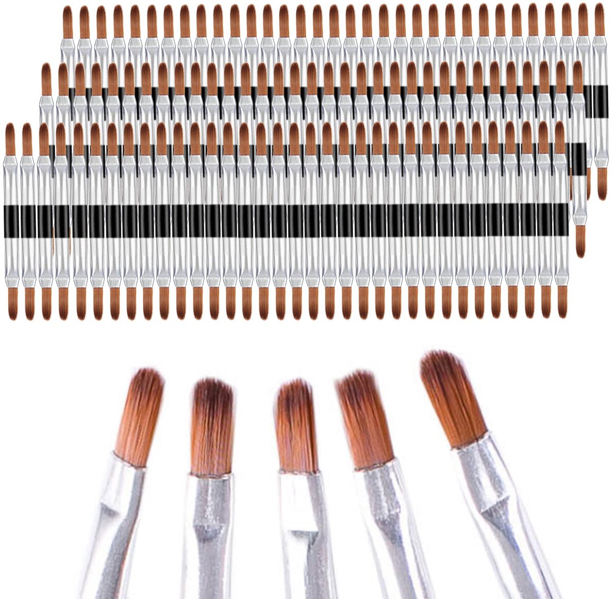 Wegwerp make-upkwasten 100 stuks - Dubbele kop - Lippenpenseel - Gelijkmatig aanbrengen - ShopVlot