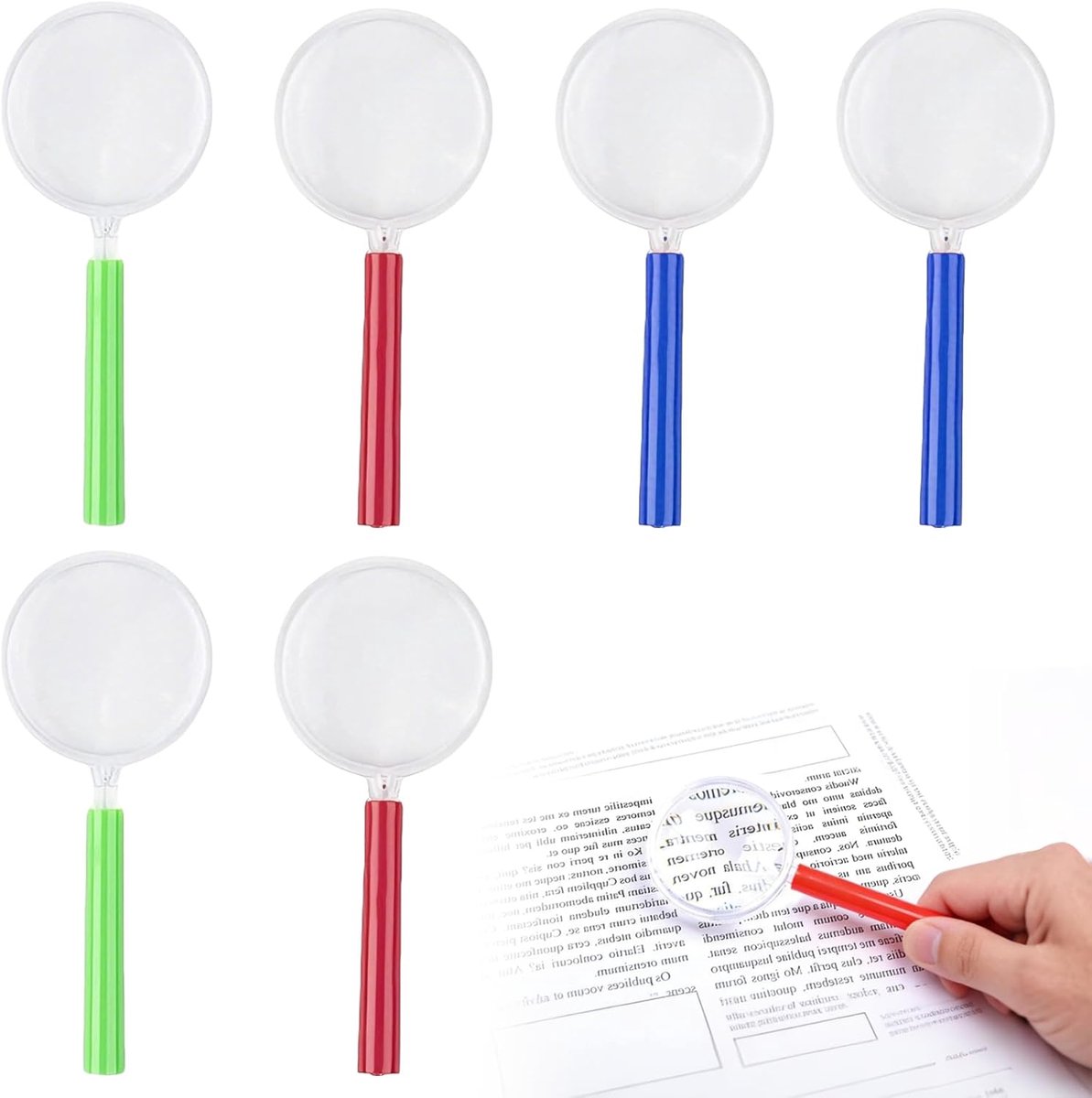 Mini vergrootglazen 45 mm - kunststof handloepen - 3 kleuren - ideaal voor lezen en observatie - SnelShoppen