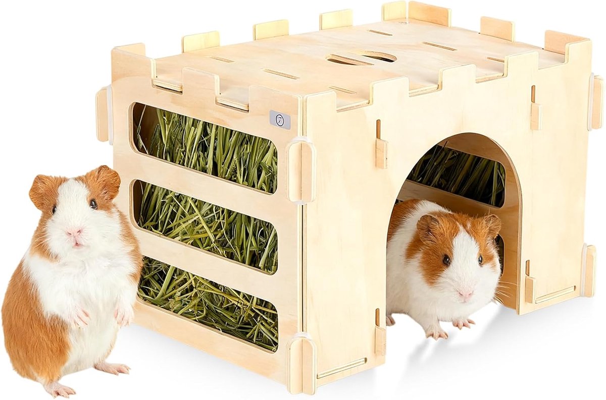Hooi rack voor cavia's en konijnen - natuurlijk hout - stevig en duurzaam - houdt je huisdieren gezond - SnelShoppen