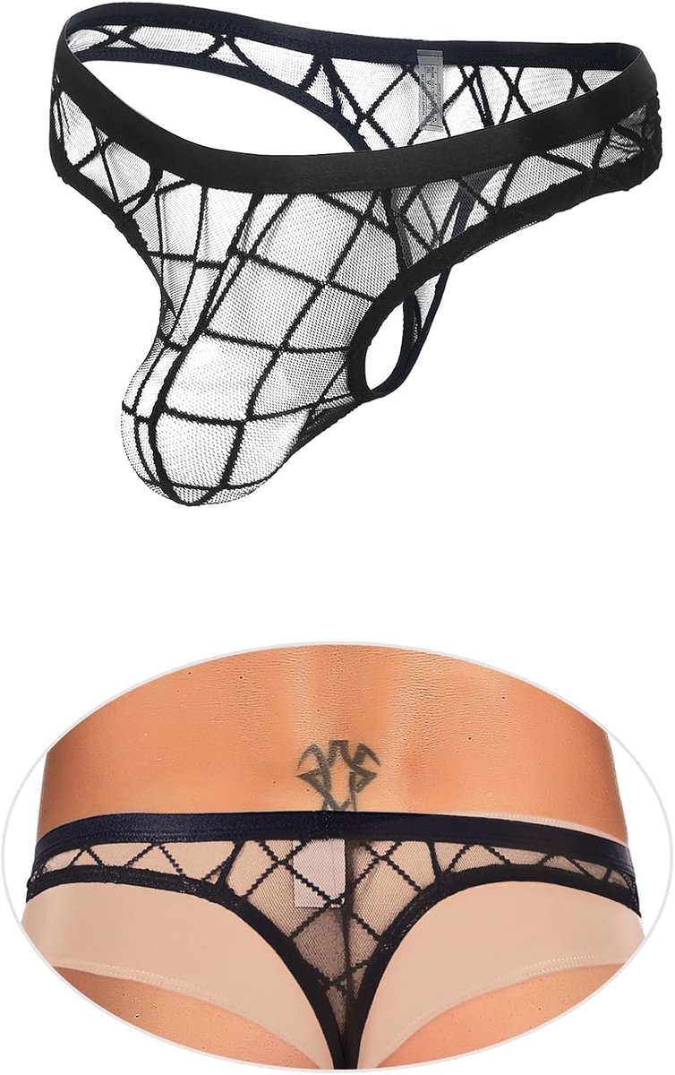 Sexy thong heren - grote maat - transparant tulle - verleidelijk ondergoed voor zelfvertrouwen - SnelShoppen