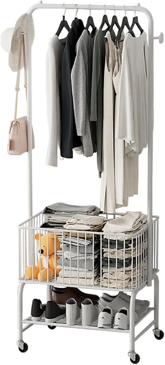 Kledingrek Met Wielen - Kledingstang Garderobe - Kleding Opbergen - 360 Graden Rotatie - 60x40x180cm - Goud