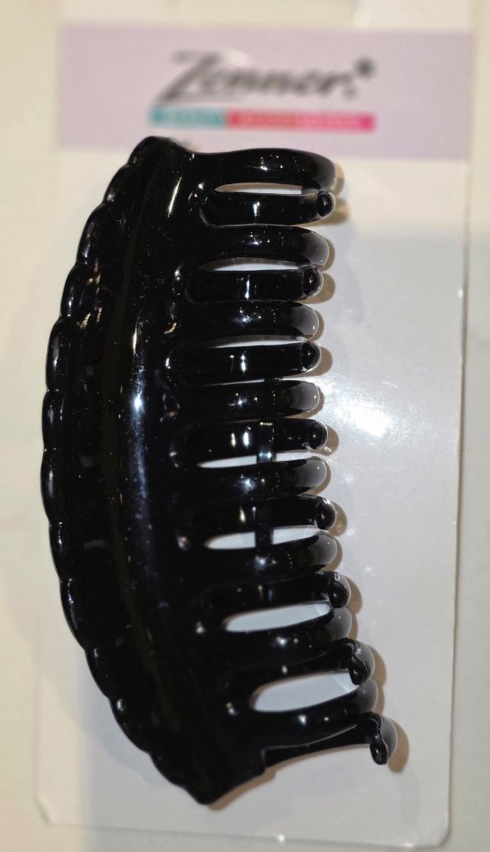 Zenner - haarklem groot klassiek - scalloped rand - zwart 10 x 3,5 x 2 cm - hair claw - haarspeld