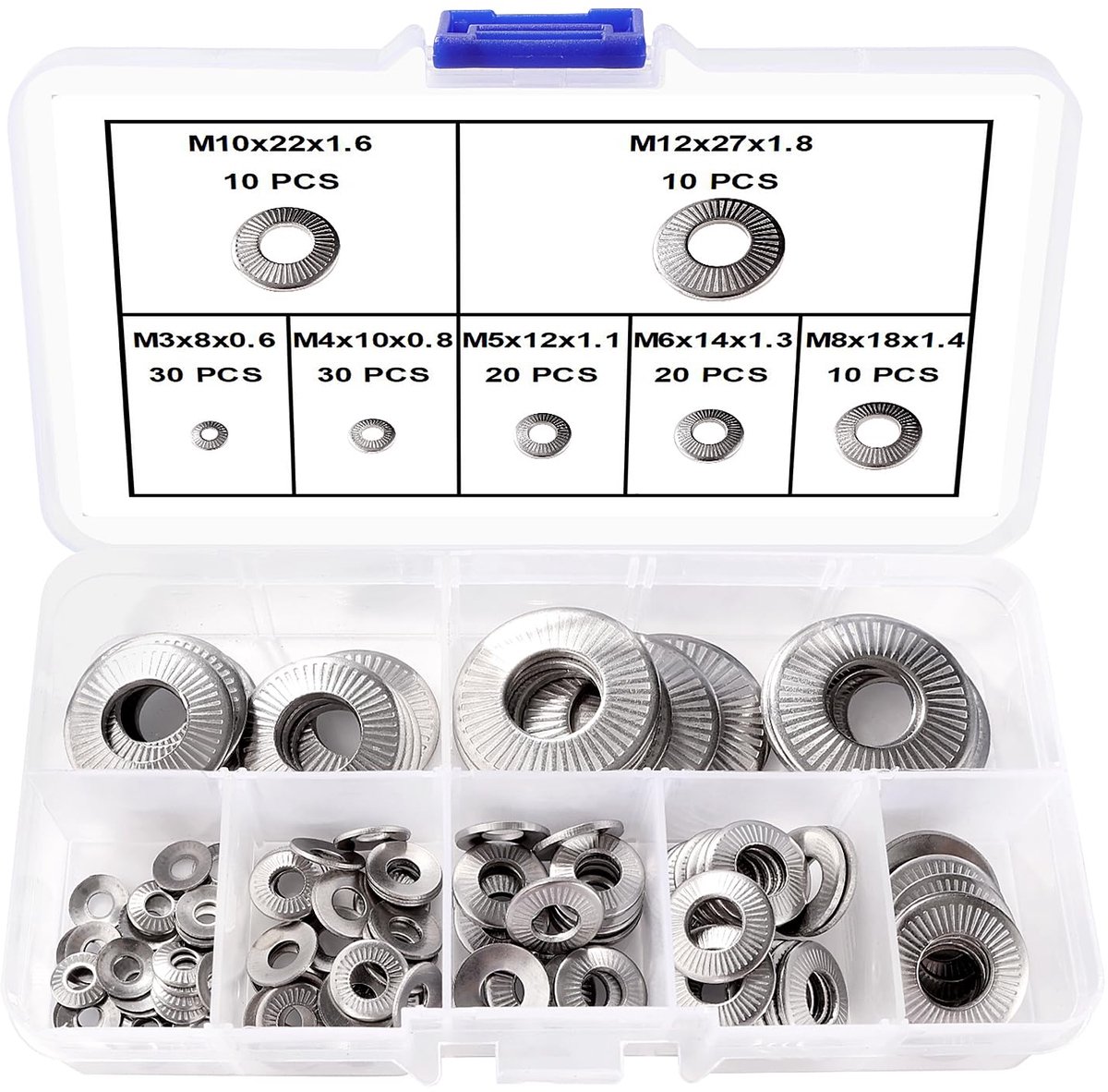 Platte Ringen Set, Getande Conische Veerschijven, Assortiment Metalen Ringen, voor Huisdecoratie Fabrieken Reparatie Bouw
