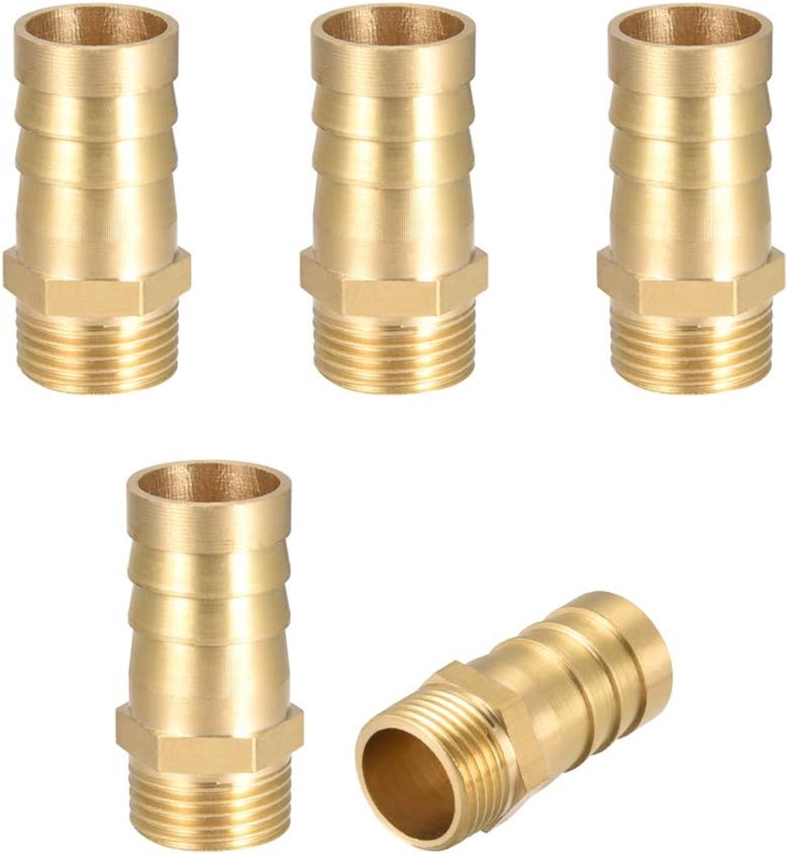 sourcing map 5 stuks slangtuit messing slangtuit messing slangaansluiting slangverbinder stekker adapter slangadapter 16 mm weerhaak x G3/8 buitenbuis