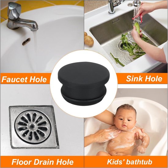 Siliconen snap-in-vergrendelingsgatstoppers, rubberen afdichting, plat type, ronde plaat voor waterdichte afdichtstop, 21 mm diameter, zwart, verpakking van 10 stuks — afbeelding 3