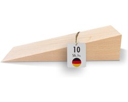 Haggiy Hardhouten Wig Beuken 10 st. - Deurstopper 125x45x30mm | Houten wigenset, natuurlijk beuken, ideaal voor meubels, montage, DIY