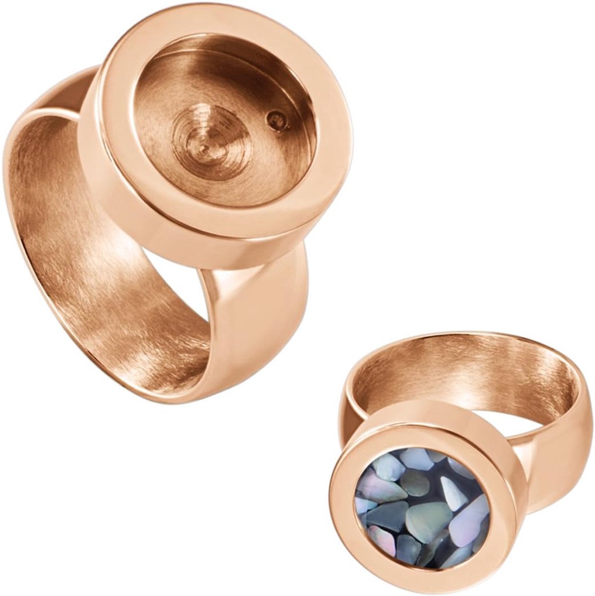 Dames Ring van RVS Rosé Goud voor Mini Coins 17mm