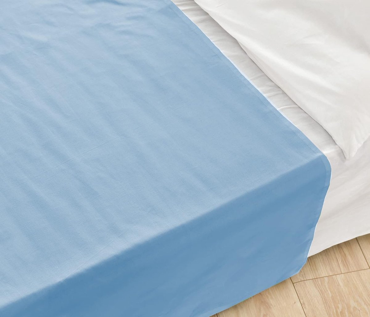 Basic Bedlaken, zacht en onderhoudsvriendelijk, laken van 100% katoen, zonder elastiek, huisdoek, vele maten en kleuren, maat: 180 x 275 cm, lichtblauw