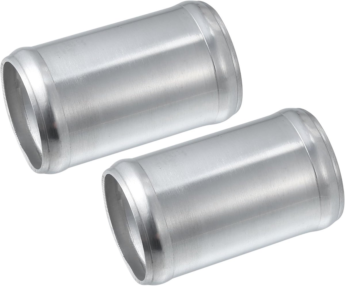 Auto-adapterverbindingsbuis, universeel, 45 mm, 1,77 inch, OD, 76 mm, lengte verbindingsbuis, aluminiumlegering, zilverkleurig, set van 2