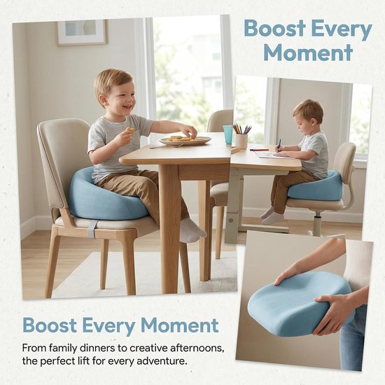 Stoelverhoging, stoelverhoging, kinderboosterstoel, stoelverhoging, stoelen, kind, wasbaar, demonteerbaar, voor eettafel, babybooster, zitkussens, kinderzitkussens, hoogte 6 tot 8 cm — afbeelding 2