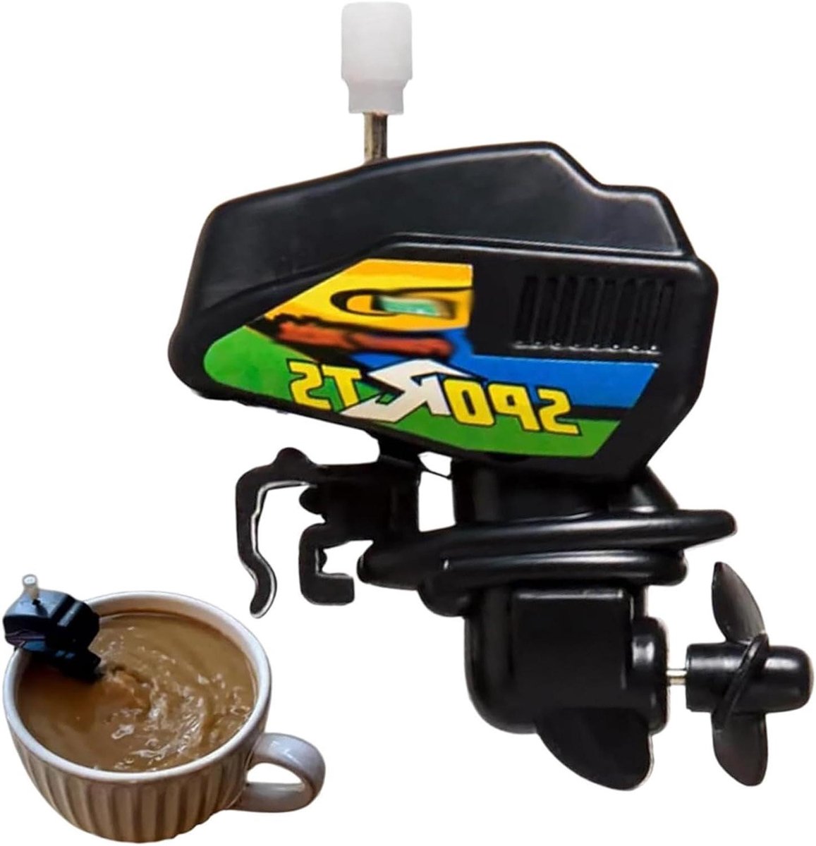 Koffie Roerder - Drank Mixer - Unieke Koffie-ervaring - Bootmotor Ontwerp - 65 cm - Zwart
