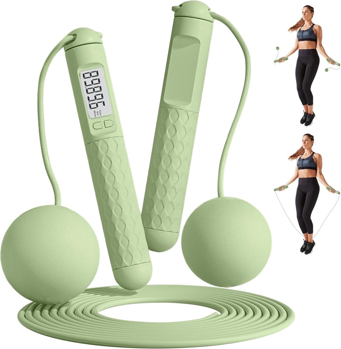 Draadloos springtouw met teller, antislip handvat, verstelbare snelheid springtouw voor mannen en vrouwen