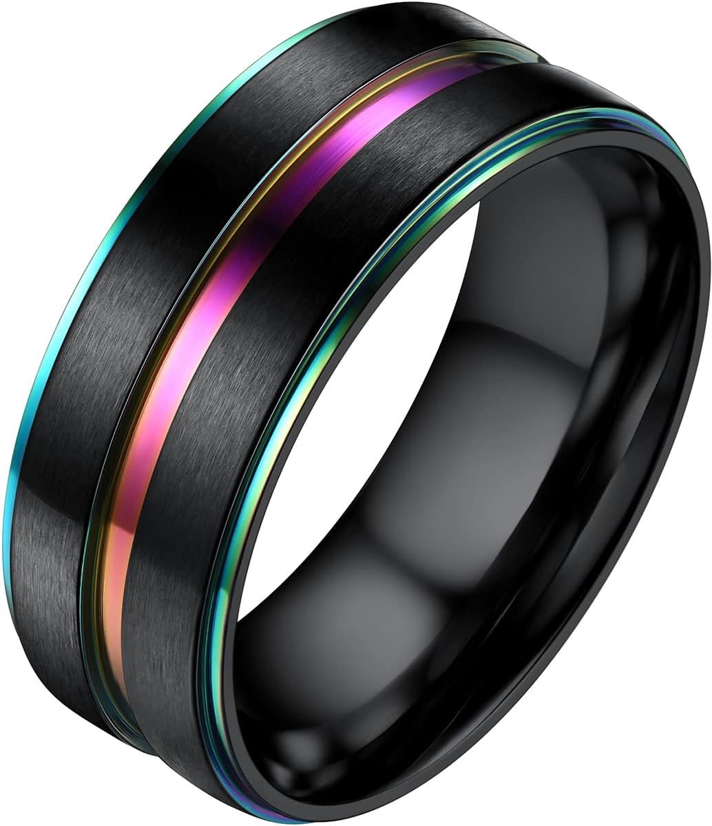 Mannen Trouwband, Kan graveren, Engagement Belofte Ringen, Roestvrij staal/Vergulde (Verzend Geschenkdoos)