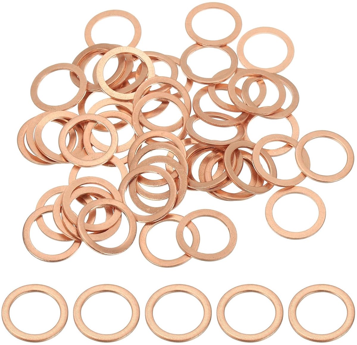 50 stuks koperen afdichtringen, M12 x 16 mm, platte sluitringen, koperen ringen, crush washer voor schroeven, bouten