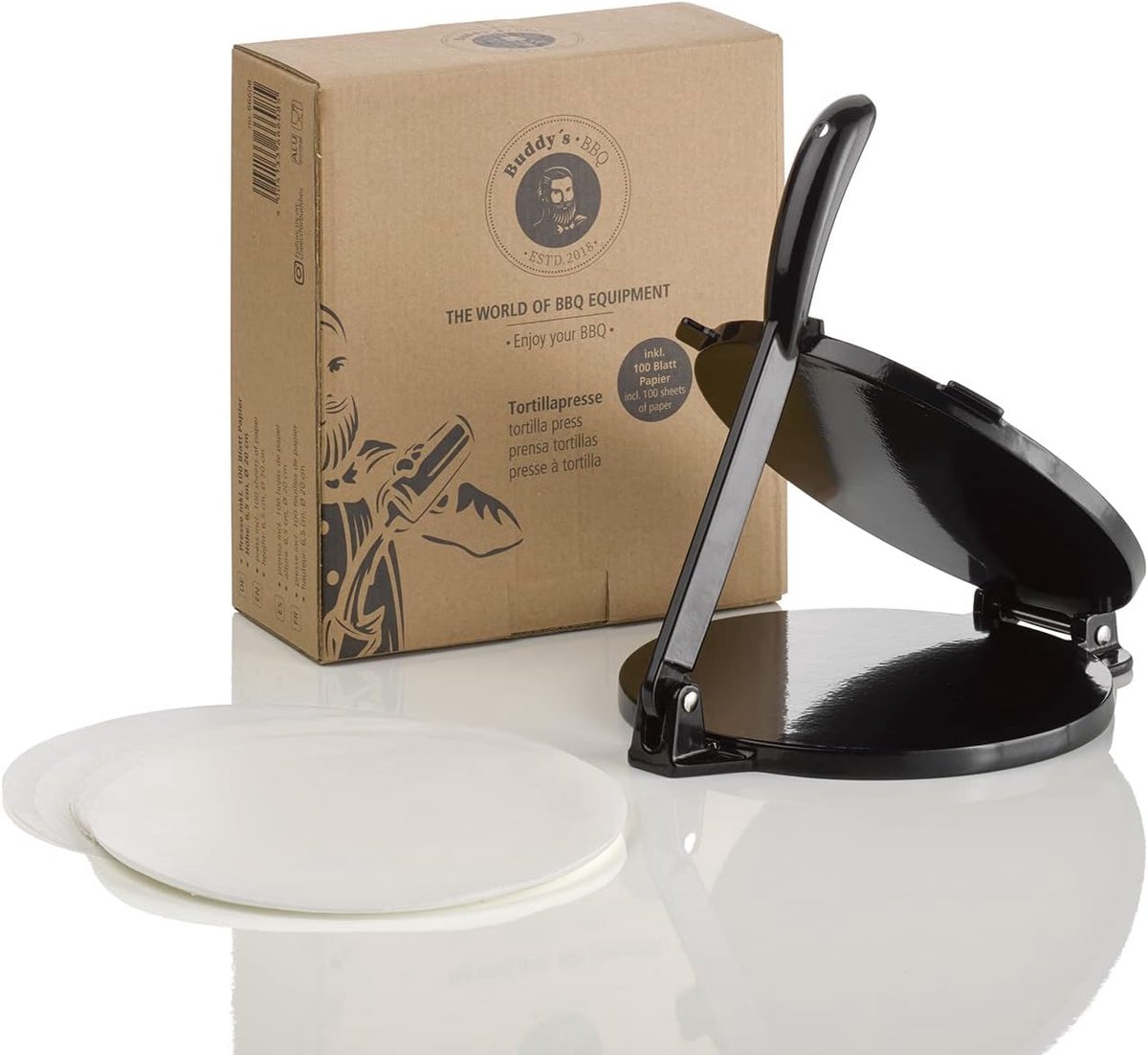 Tortilla pers 20 cm - gietijzer - anti-aanbaklaag - maak zelf tortillas - ShopVlot
