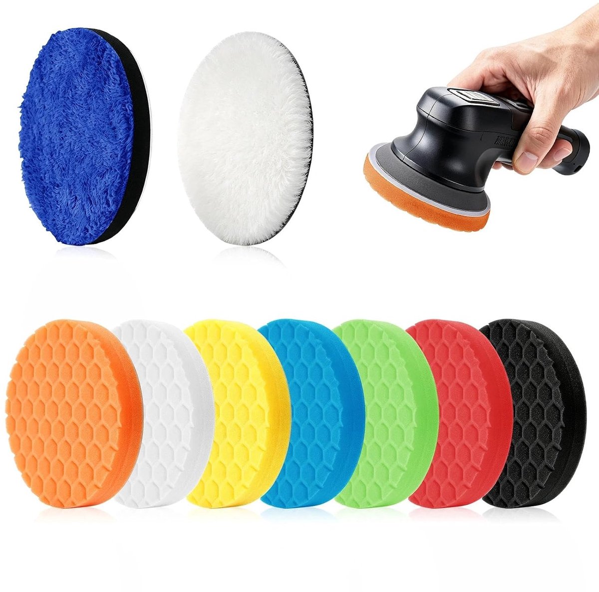 Polijstpads 150 mm - klittenband set - 9 stuks - hoogwaardig en duurzaam - ShopVlot