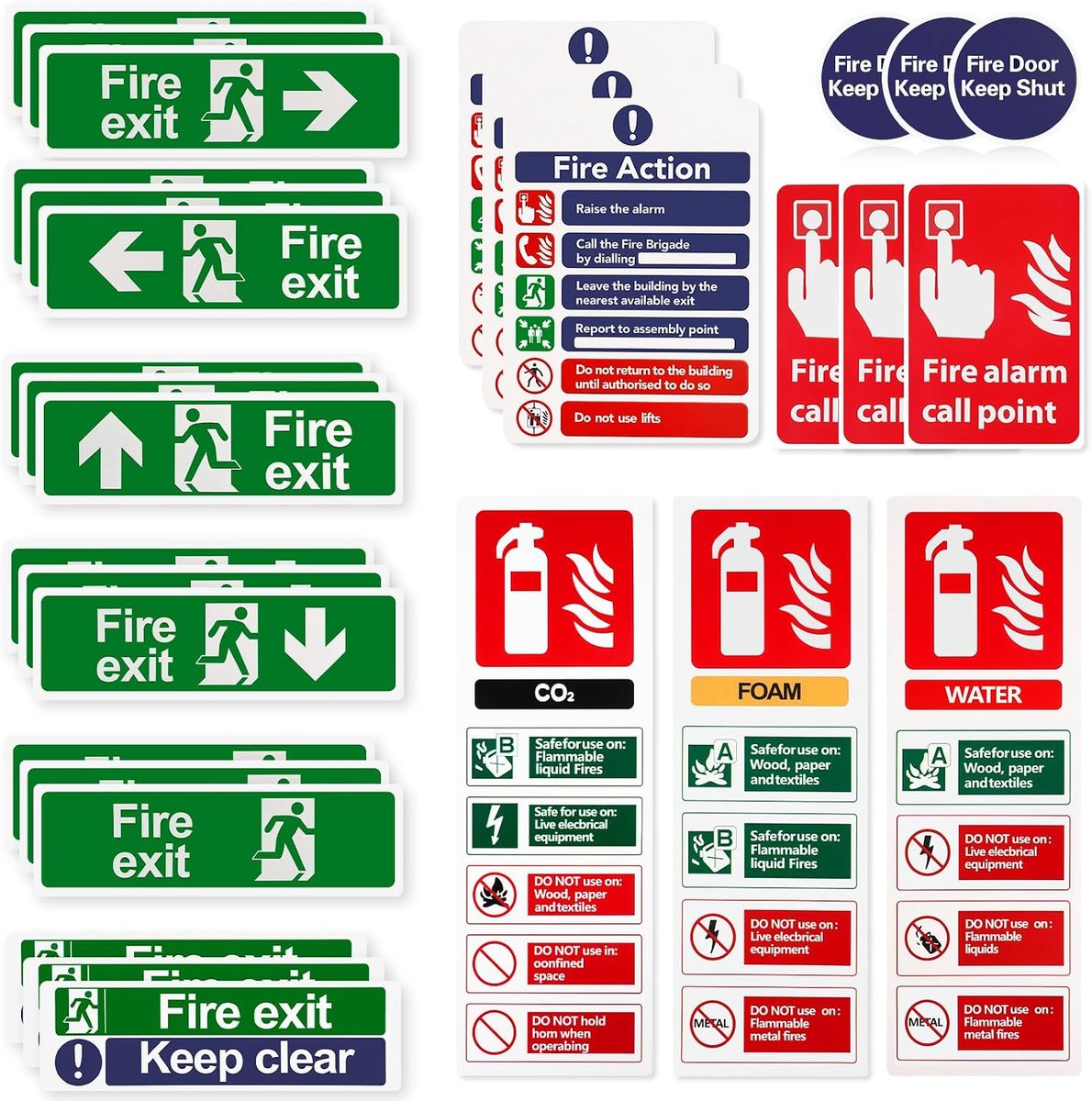Fosforescerende borden voor nooduitgang - PVC zelfklevend - set van 30 met pijlen en informatie - ShopVlot