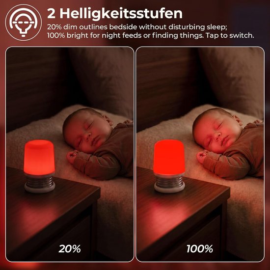 Nachtlampje 625nm - Dimbaar - Oplaadbaar via USB-C - Ideaal voor betere slaap - ShopVlot — afbeelding 3
