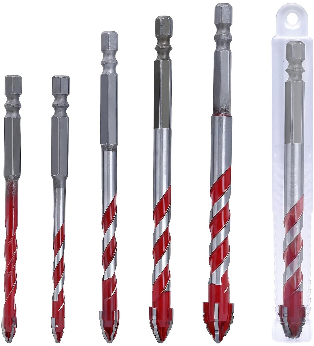 Tegelboorset 5 stuks - wolfraamcarbide - professionele kwaliteit - voor keramiek en glas - ShopVlot
