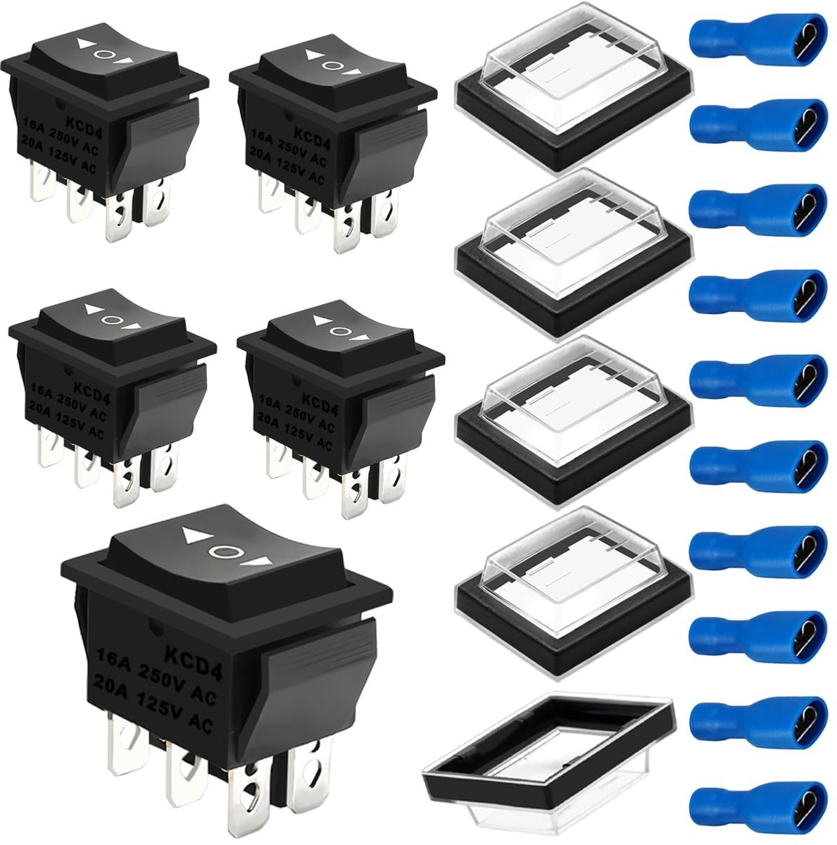 Rocker Switch 6-Pin - On/Off/On - Waterproof Cover - Perfect voor elektrische toepassingen - ShopVlot