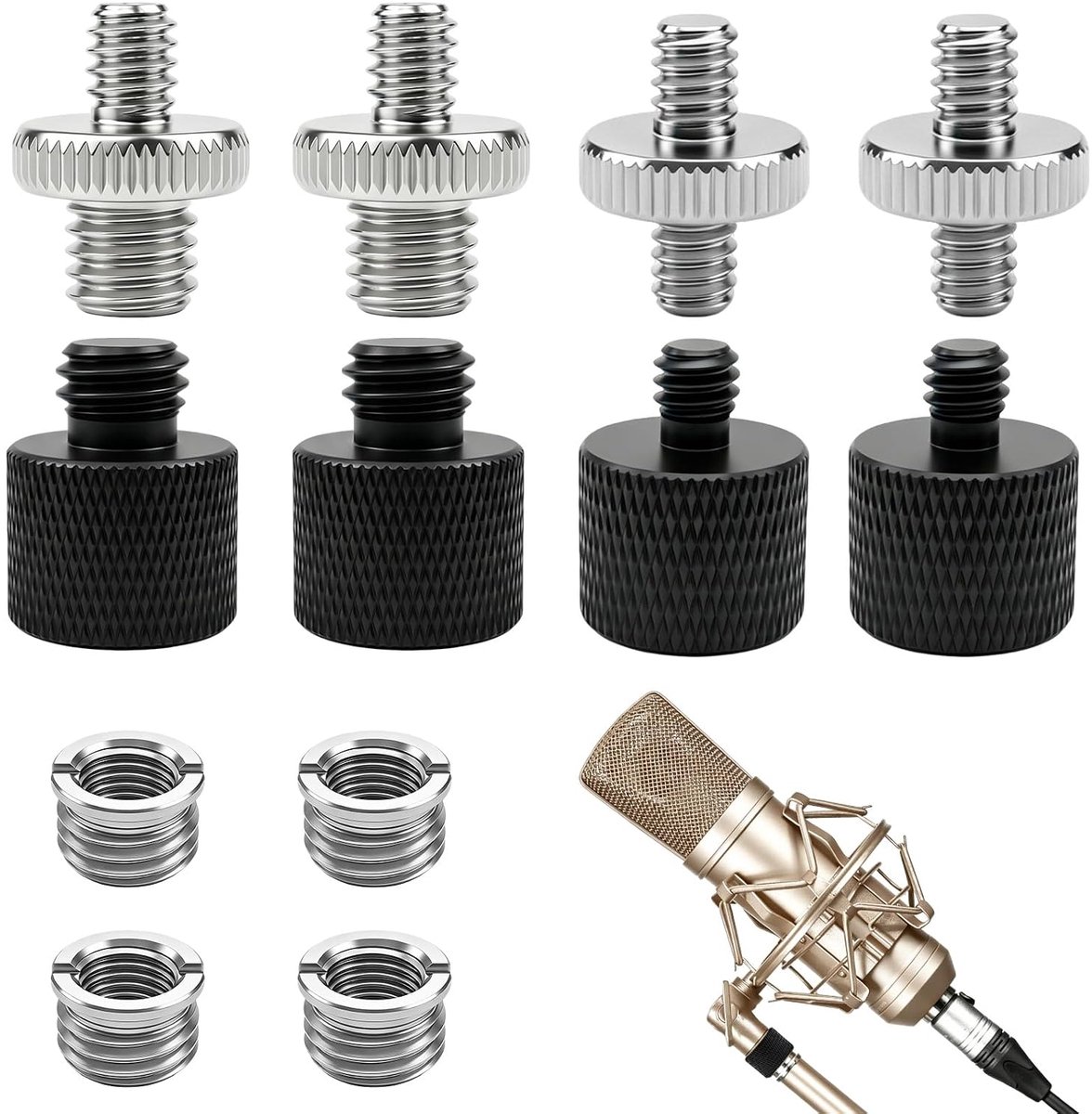 Statiefschroefadapter 1/4 naar 3/8 inch - 12 stuks zwart - universeel inzetbaar - eenvoudige montage - ShopVlot