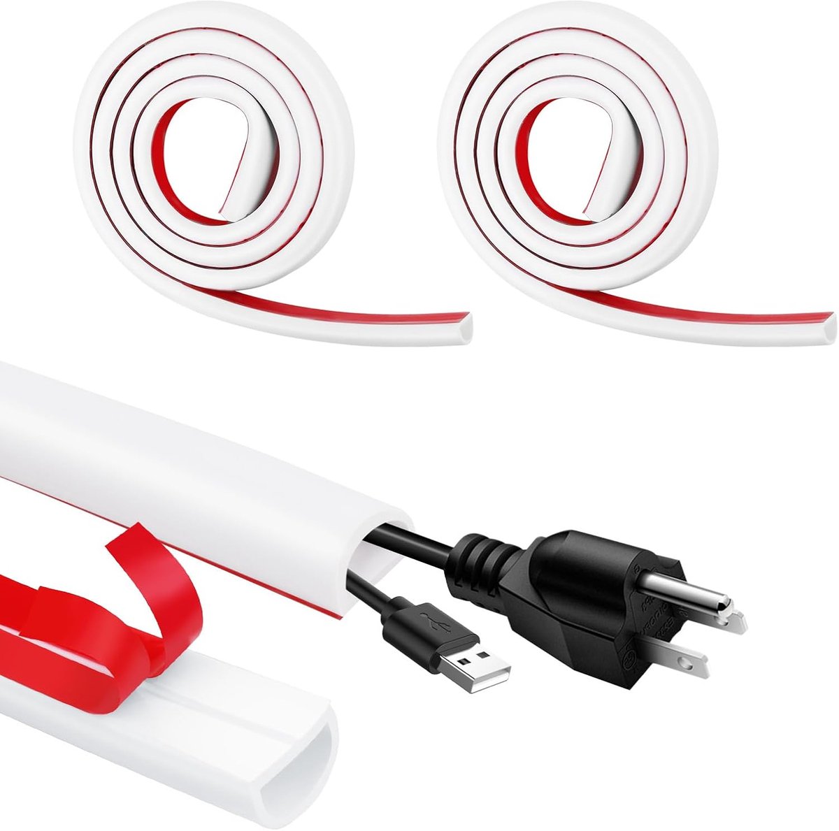 Mini kabelgoot zelfklevend 1m - halfrond - flexibel PC kabelafdekkap - ideaal voor wandkabels - ShopVlot