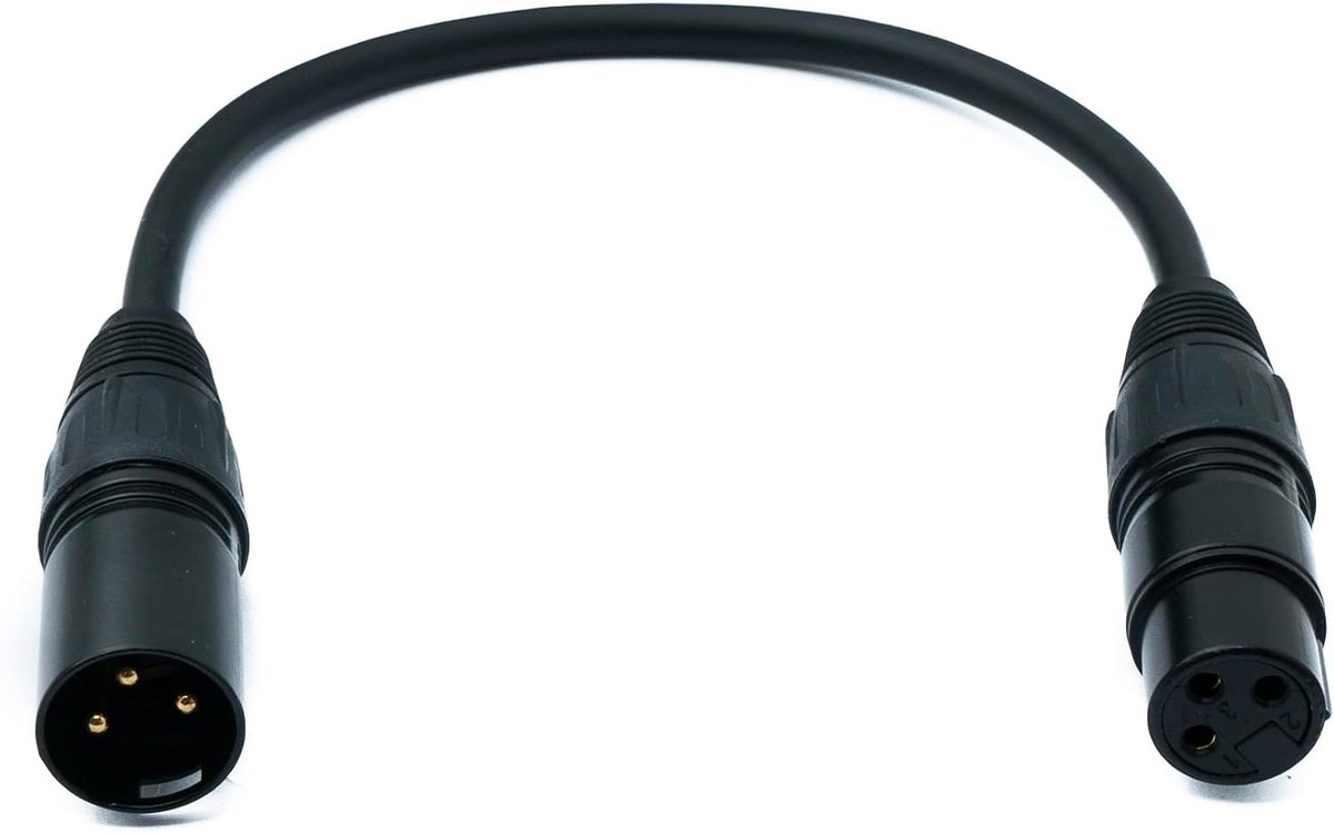 XLR-kabel 30cm 3-pins plug naar busadapter - zwart - optimale audiotransmissie - ideaal voor studiogebruik - ShopVlot