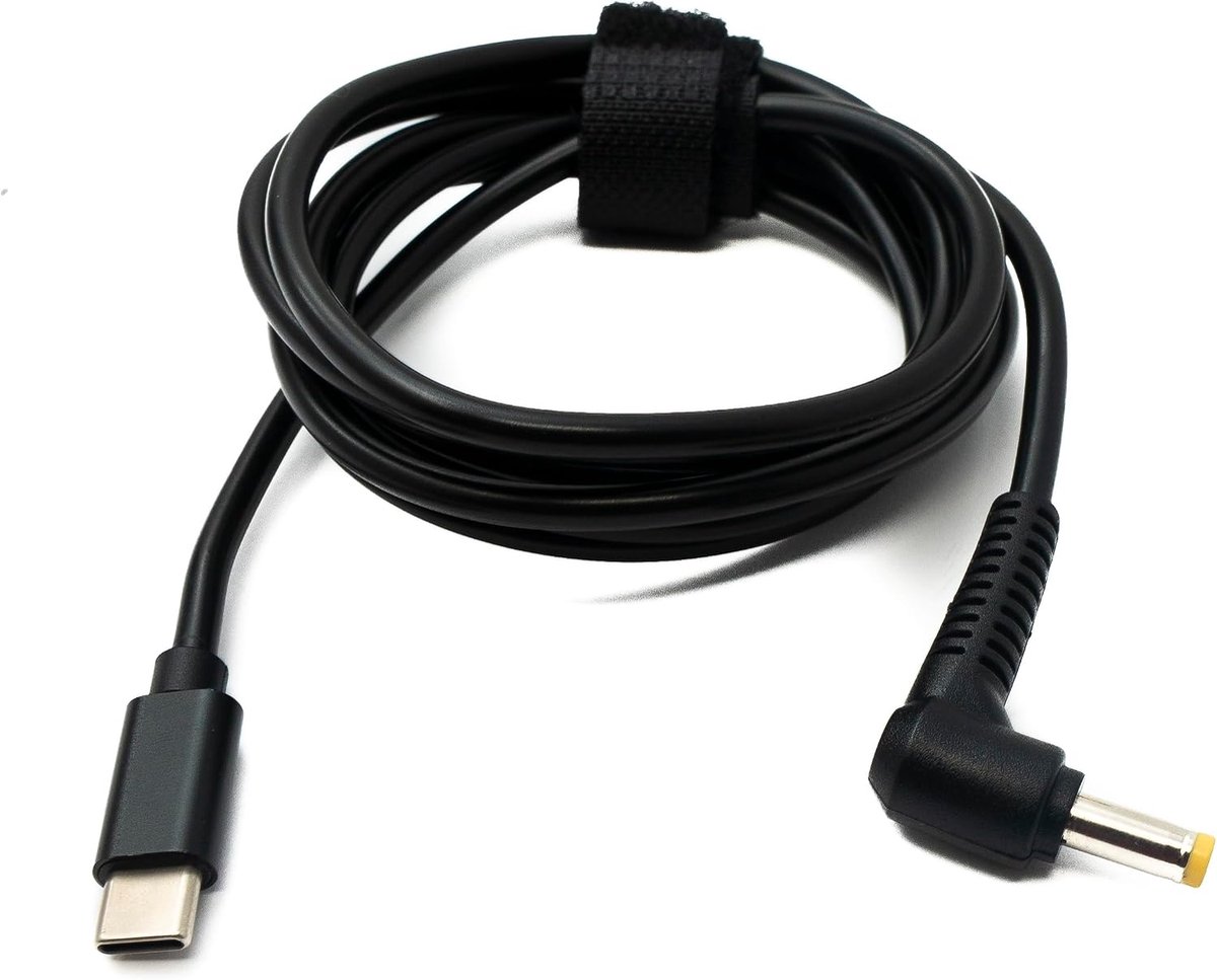 DC kabel 150cm 4.8x1.7 mm - USB 3.1 type C - Haakse plug - Geschikt voor mobiel gebruik - ShopVlot