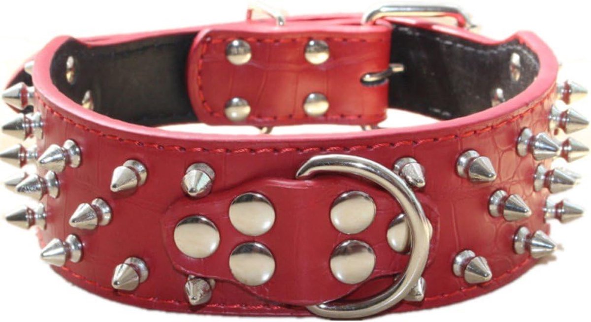 Hondenhalsband 2 Inch Breed - Faux Leer - Spikes en Nieten - Stijlvol voor Medium en Grote Honden - ShopVlot