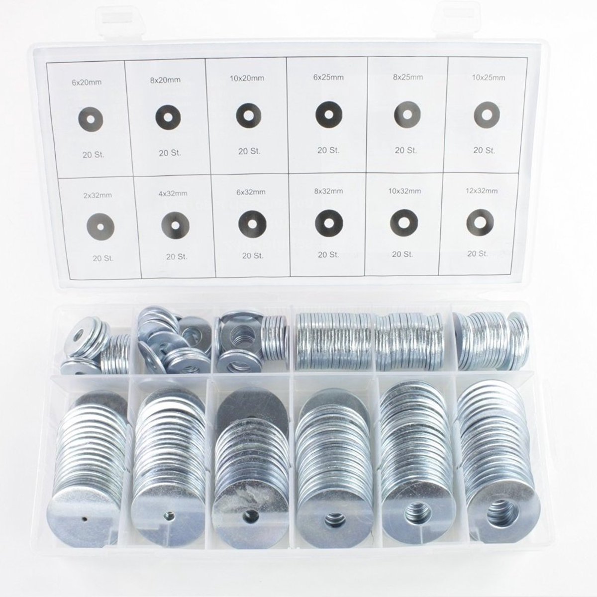 Washer set 240 pcs M2 M4 M6 M8 M10 M12 - verzinkt - assorti - ideaal voor klussen - ShopVlot