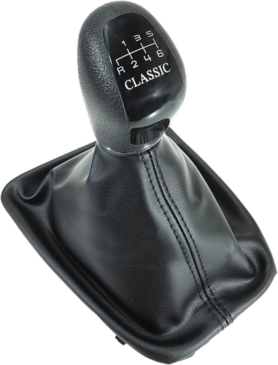 Versnellingspook 6 Versnellingen - Kunstleer Zwart - Chroomring - Geschikt voor Mercedes E-Class W211 S211 - ShopVlot