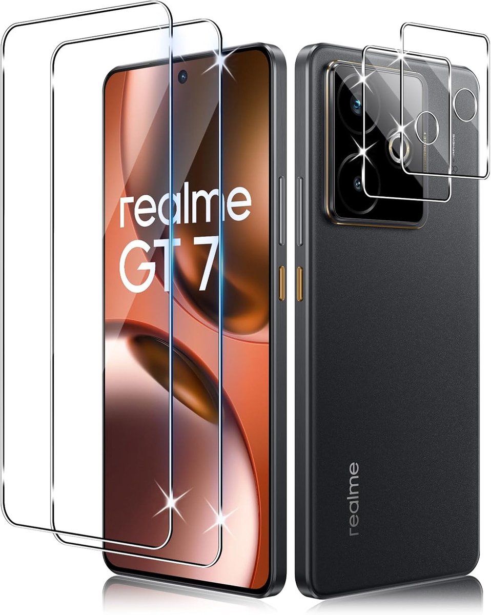 Beschermfolie voor REALME GT 7 - 2 stuks gehard glas - 9H hardheid - optimale bescherming tegen krassen - ShopVlot