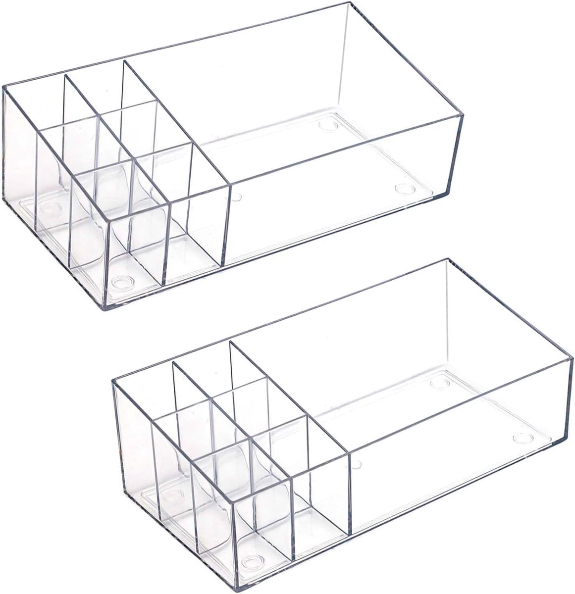 Make-up organizer set - 2 stuks acryl - 7 vakken - transparante opberglade voor cosmetica en huidverzorging - ShopVlot