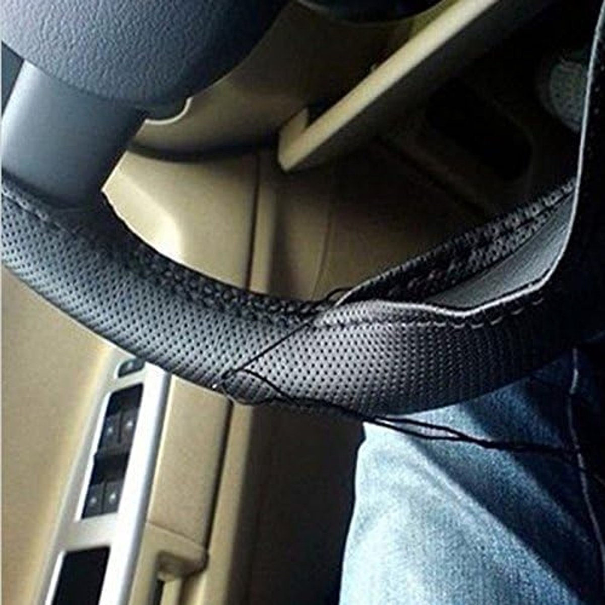 stuurwielhoes 37cm-39cm - zwart - 100% PU leer - bescherming voor auto - ShopVlot