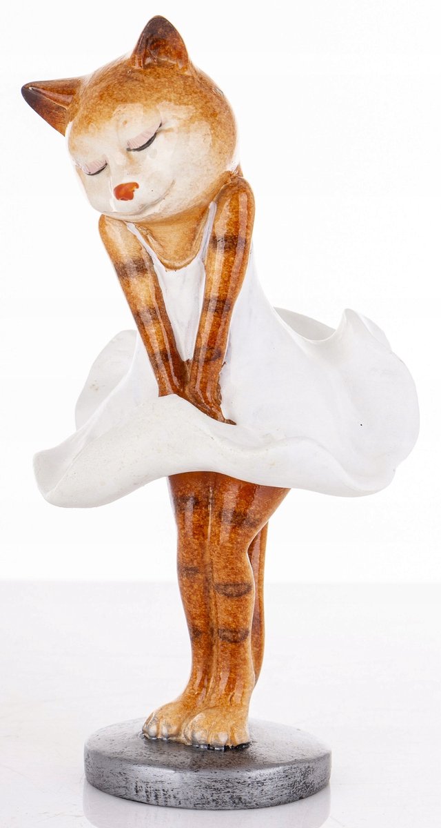 Decoratieve Kattenfiguur Dame in Wit - 17x8.5x7.5 cm
