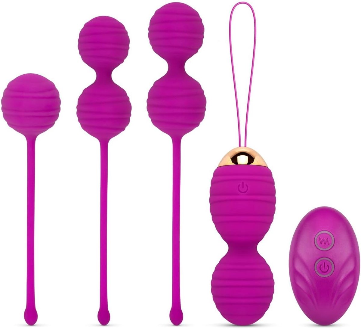 Cone Ball Set met afstandsbediening - paars - verschillende maten - versterkt bekkenbodemspieren - ShopVlot