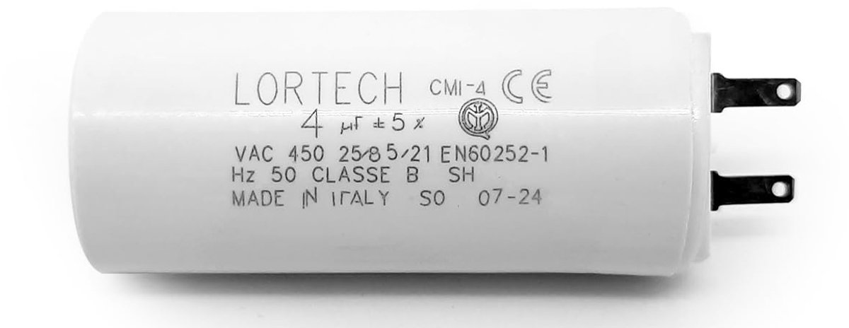 4µF condensator voor rolluikmotor - 2.8mm kabelogen - 56mm lang - geschikt voor Simu T5 en Somfy LT 50 - ShopVlot