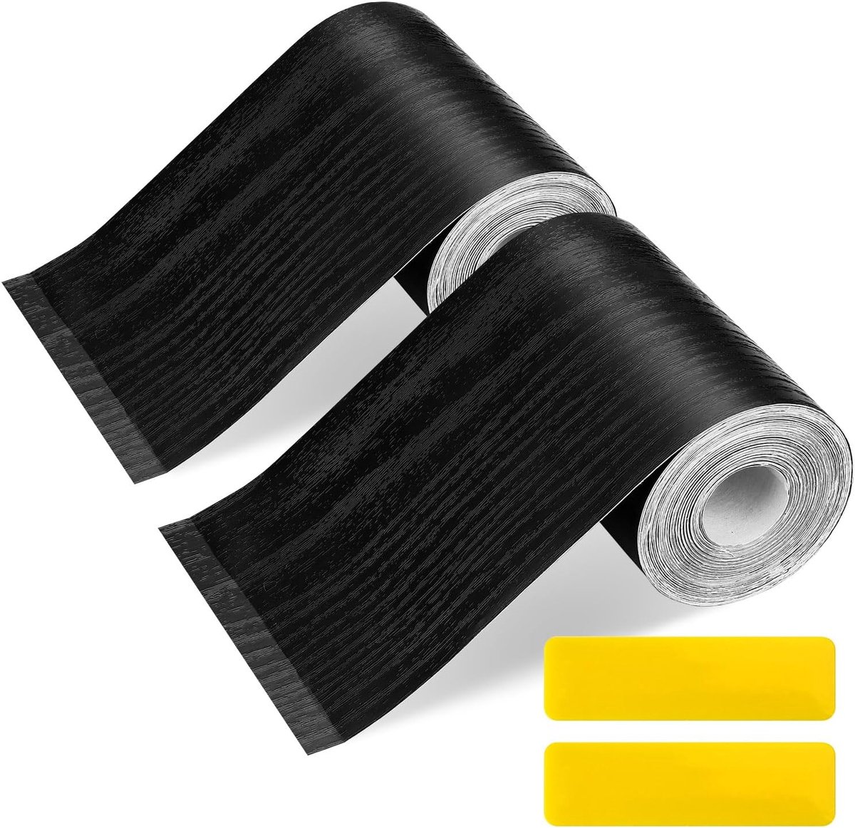 Houtnerf behangrand 10 cm - Zwart zelfklevend - Waterdicht voor badkamer en keuken - Inclusief schraper - ShopVlot
