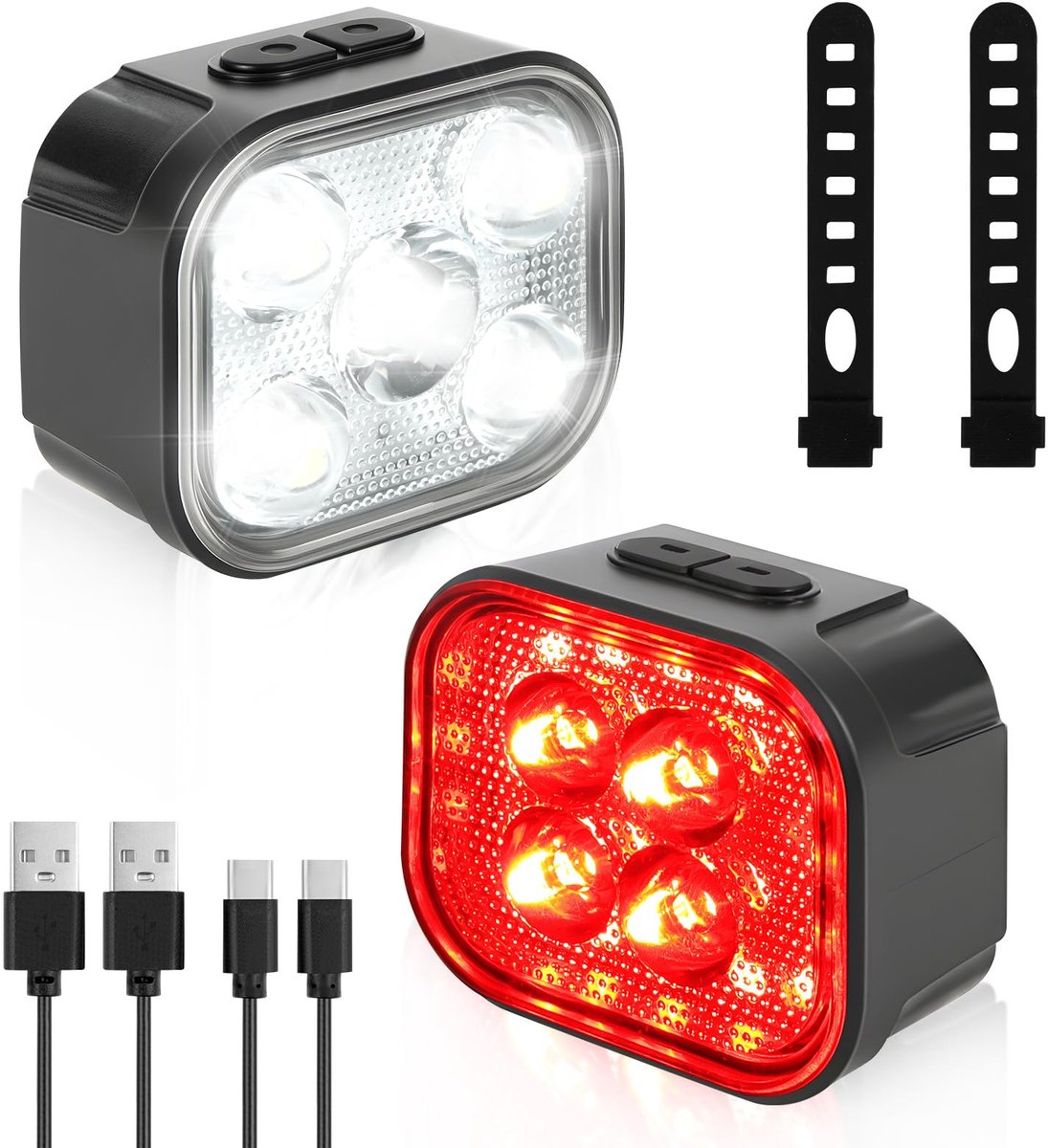 Fietsverlichting set IP65 waterdicht - koplamp en achterlicht - 6+12 modi - super helder voor veilig nachtelijk rijden - ShopVlot