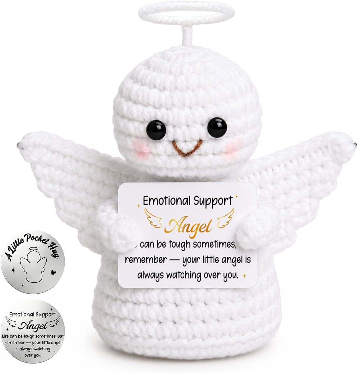 Pocket Hug beschermengel - handgemaakte geluksbrenger - beslissingsmunt - herinnering aan liefde - ShopVlot
