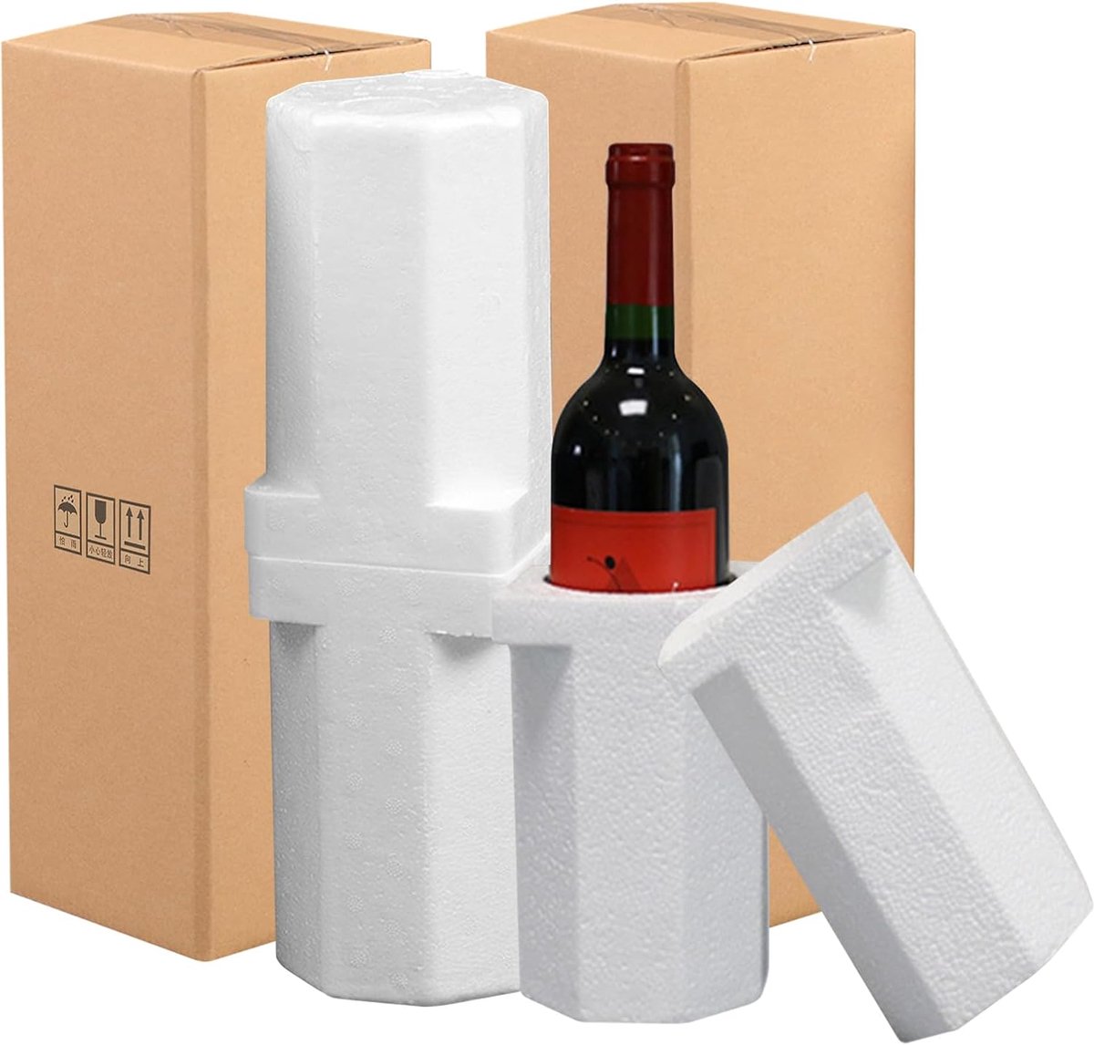 Verzenddozen voor flessen - Foam-inzetstukken - Veilig transport van wijnflessen - Set van 2 - ShopVlot
