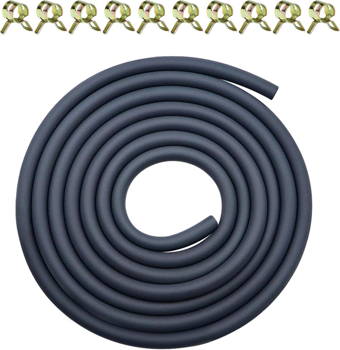 Brandstofslang 2,4 meter Ø 8 mm - rubberen brandstofslangset - met 10 slangklemmen - ideaal voor auto en motor - ShopVlot