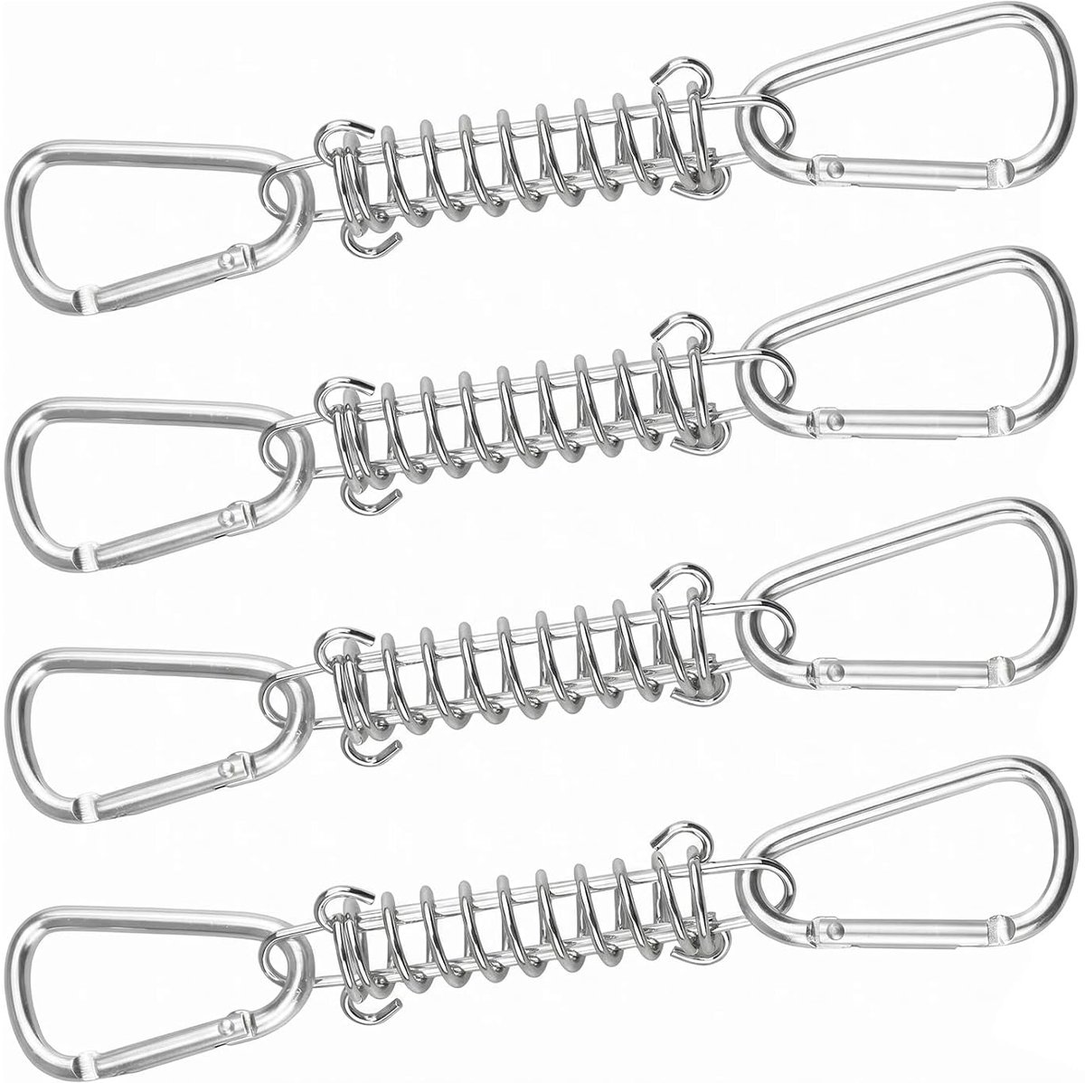 Spanveren 11,5 cm - Roestvrij staal - Set van 4 met karabiners - Voor veilige bevestiging van outdooruitrusting - ShopVlot