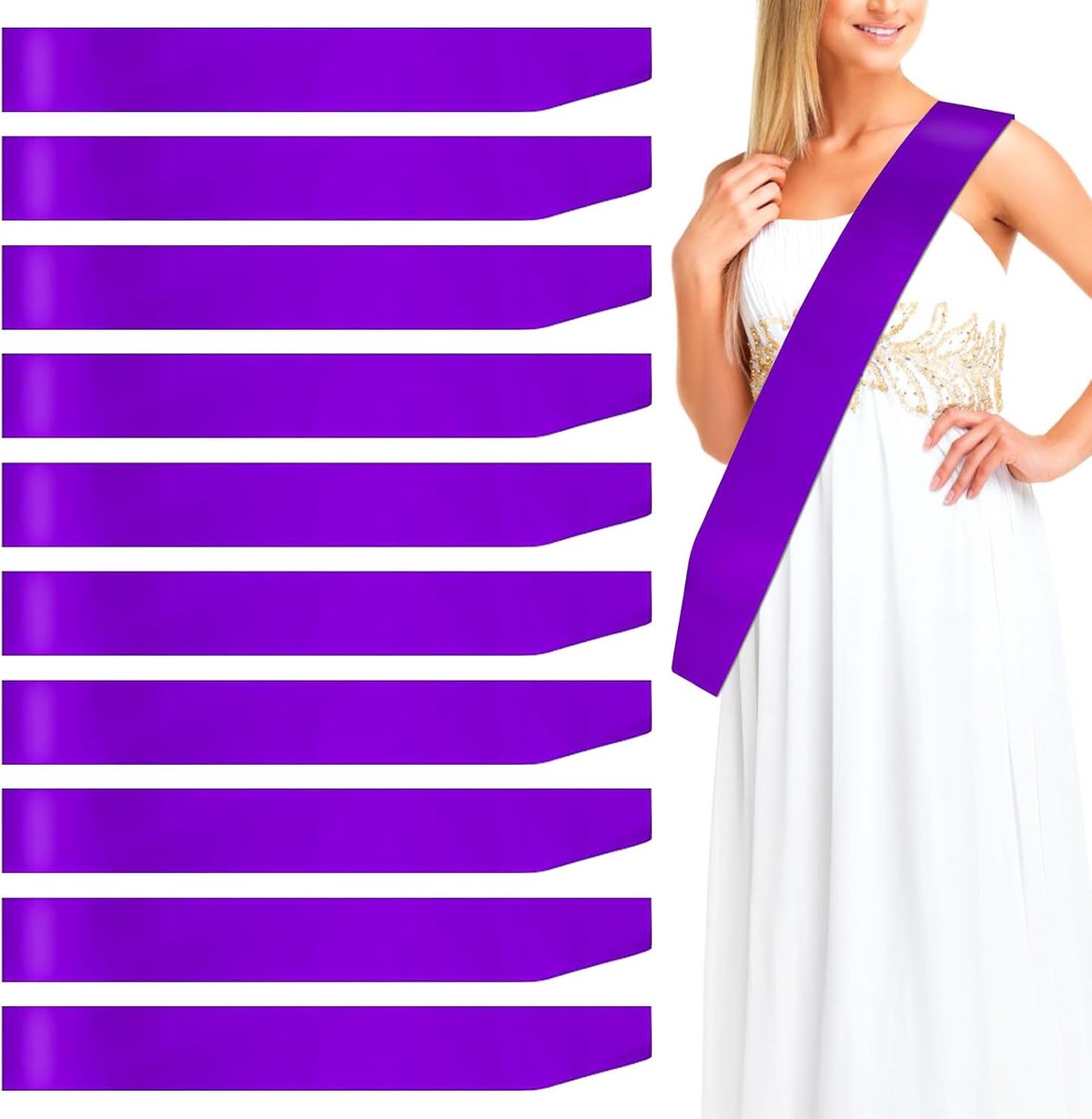 Sash sashes satijn 80x9,5cm - paarse sjerpen - dubbelzijdig satijn - perfect voor feesten - ShopVlot