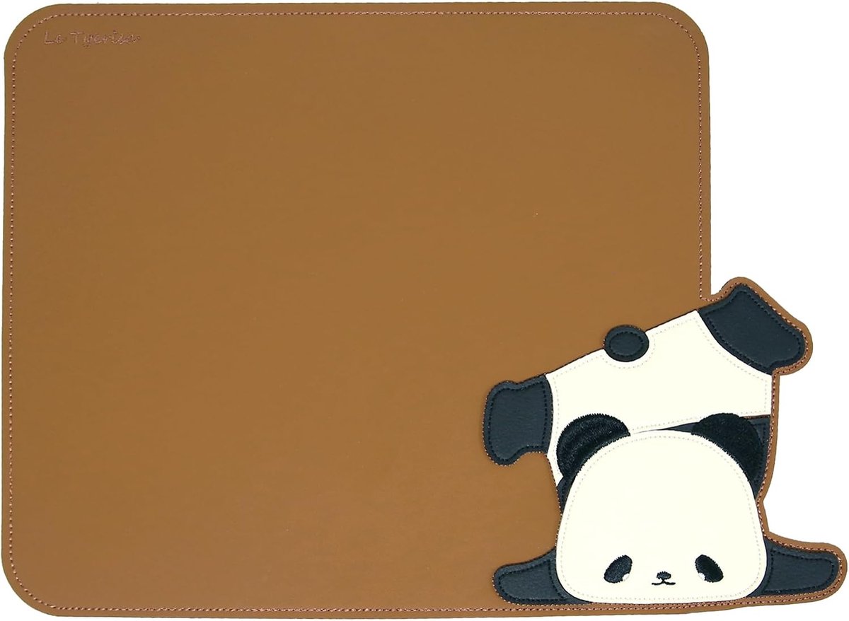 Muismat klein 288 × 240 mm - PU lederen muismat - schattige panda - waterdicht voor laptop - ShopVlot